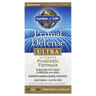 Garden of Life, Primal Defense® Ultra, Fórmula probiótica definitiva, 90 cápsulas vegetales UltraZorbe™