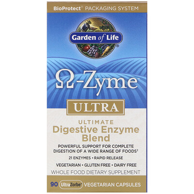 Garden of Life O-Zyme ультра, наилучший комплекс пищеварительных ферментов, 90 растительных капсул