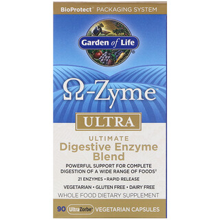 Garden of Life, O-Zyme الفائق، مزيج الإنزيمات الهاضمة الأساسي، 90 كبسولة نباتية من UltraZorbe