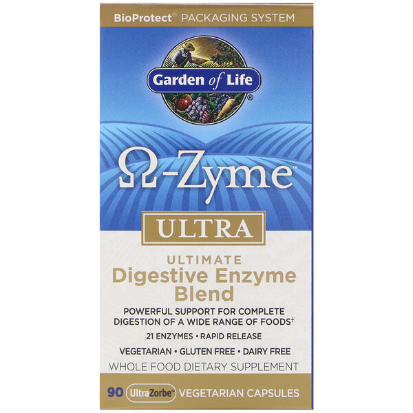 Garden of Life, O-Zyme Ultra, Ultimate Digestive Enzyme Blend, 90 UltraZorbe Vegetarian Capsules