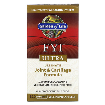 Garden of Life FYI Ultra, универсальная формула для суставов и хрящей, 120 вегетарианских капсул UltraZorbe