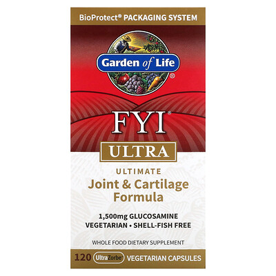 

Garden of Life, FYI Ultra, Ultimate Joint & Cartilage Formula, 120 UltraZorbe Vegetarian Capsules