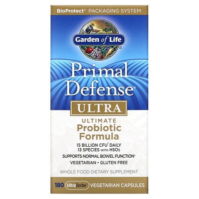 Garden of Life Primal Defense Ultra универсальная пробиотическая формула 180 вегетарианских капсул UltraZorbe