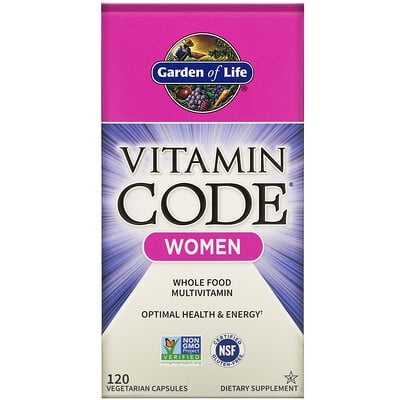 Garden of Life Vitamin Code, мультивитамины из цельных продуктов для женщин, 120 вегетарианских капсул