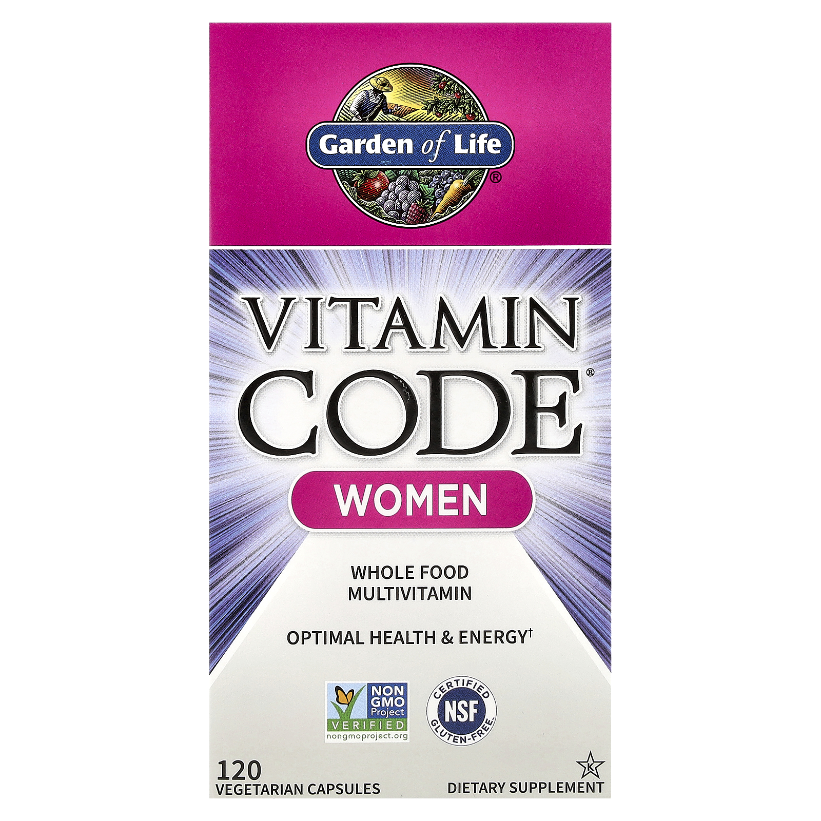 Garden of Life (가든오브라이프), Vitamin Code®, 여성용 천연 식품 종합비타민, 베지 캡슐 120정