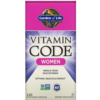 Garden of Life, Vitamin Code（ビタミンコード）、女性用自然食品のマルチビタミン、ベジカプセル120粒