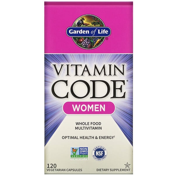 Garden of Life, Vitamin Code, мультивитамины из цельных продуктов для женщин, 120 вегетарианских капсул