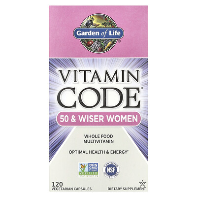 Product Image for Garden of Life, Vitamin Code , Whole Food Multivitamin For 50 & Wiser Women, 120 Vegetarian Capsules