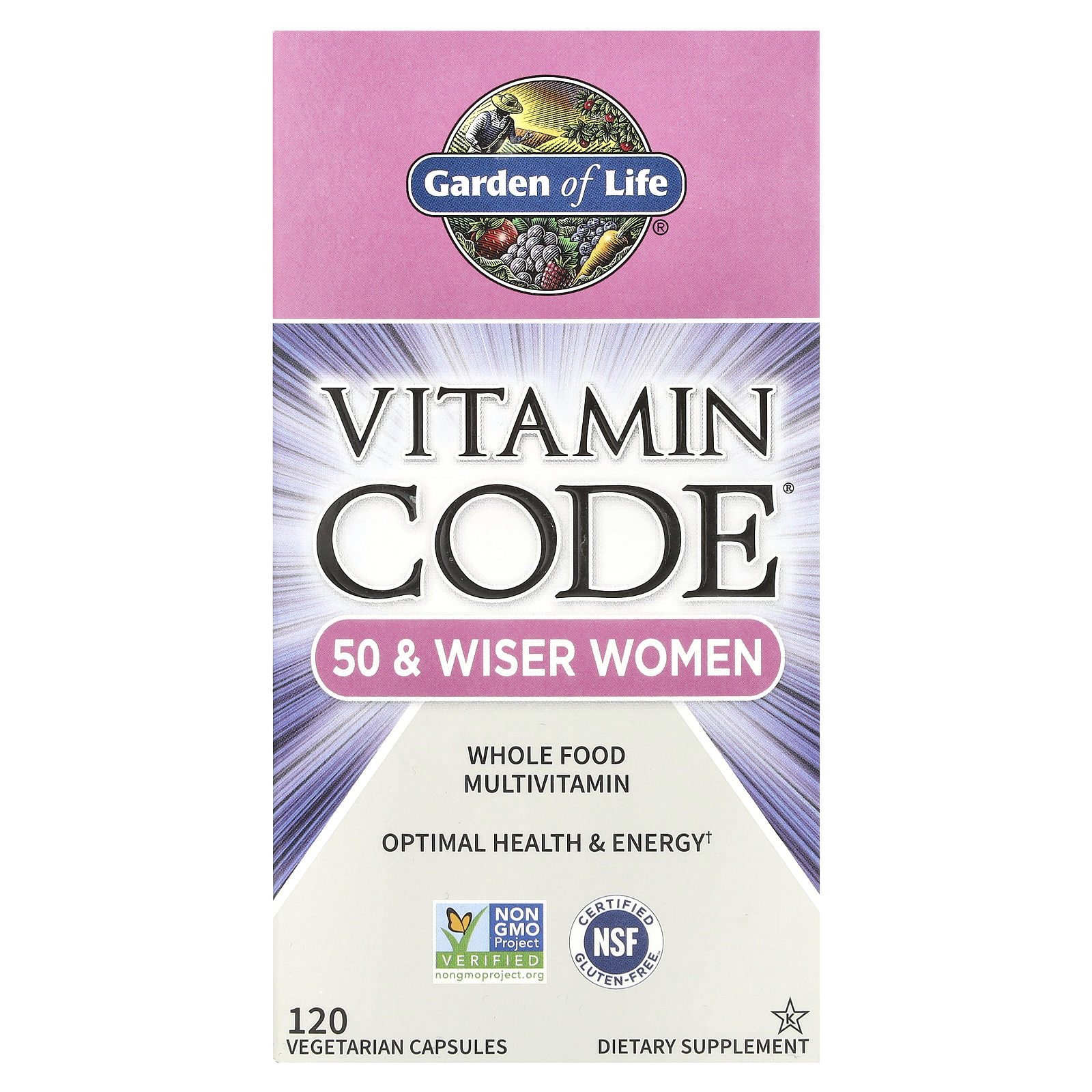 Garden of Life (가든오브라이프), Vitamin Code®, 여성용 천연 식품 종합비타민, 50세 이상, 베지 캡슐 120정