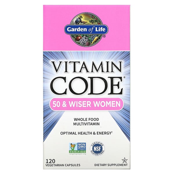Garden of Life, 비타민 코드, 50세 이상 여성용, 생 자연 식품 종합 비타민, 120 베지 캡슐