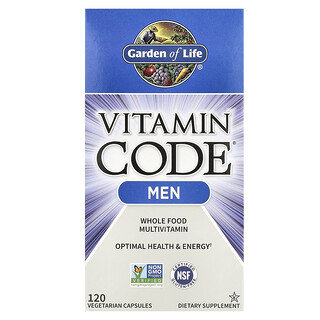Garden of Life, Vitamin Code®, Suplemento multivitamínico a base de alimentos integrales para hombres, 120 cápsulas vegetales