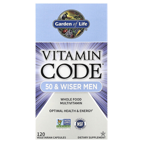 Garden Of Life Vitamin Code®, 50 & Wiser Men, Whole Food Multivitamin, 120 Vegetarian Capsules
