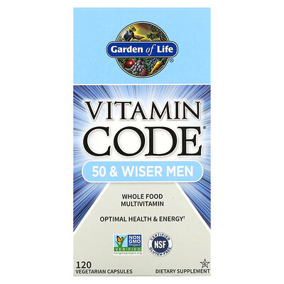 

Garden of Life, Vitamin Code, 50 & Wiser Men, Whole Food Multivitamin, 120 Vegetarian Capsules