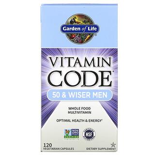 Garden of Life, Vitamin Code（ビタミンコード）、50歳以上の男性用、自然食品のマルチビタミン、ベジカプセル120粒