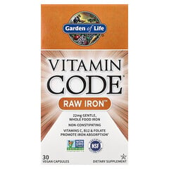 Vitamin Code, необроблене залізо, 30 веганських капсул