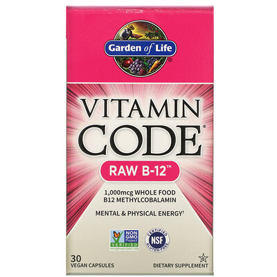 Garden of Life Vitamin Code, RAW B-12, 30 Vegan Capsules