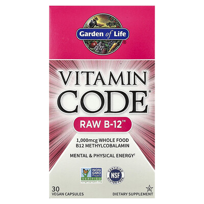 Garden Of Life , Vitamin Code®, Raw B-12™, Vegan Capsules Size 30