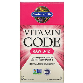 Garden of Life, Vitamin Code ،RAW B-12 ، 30 كبسولة نباتية