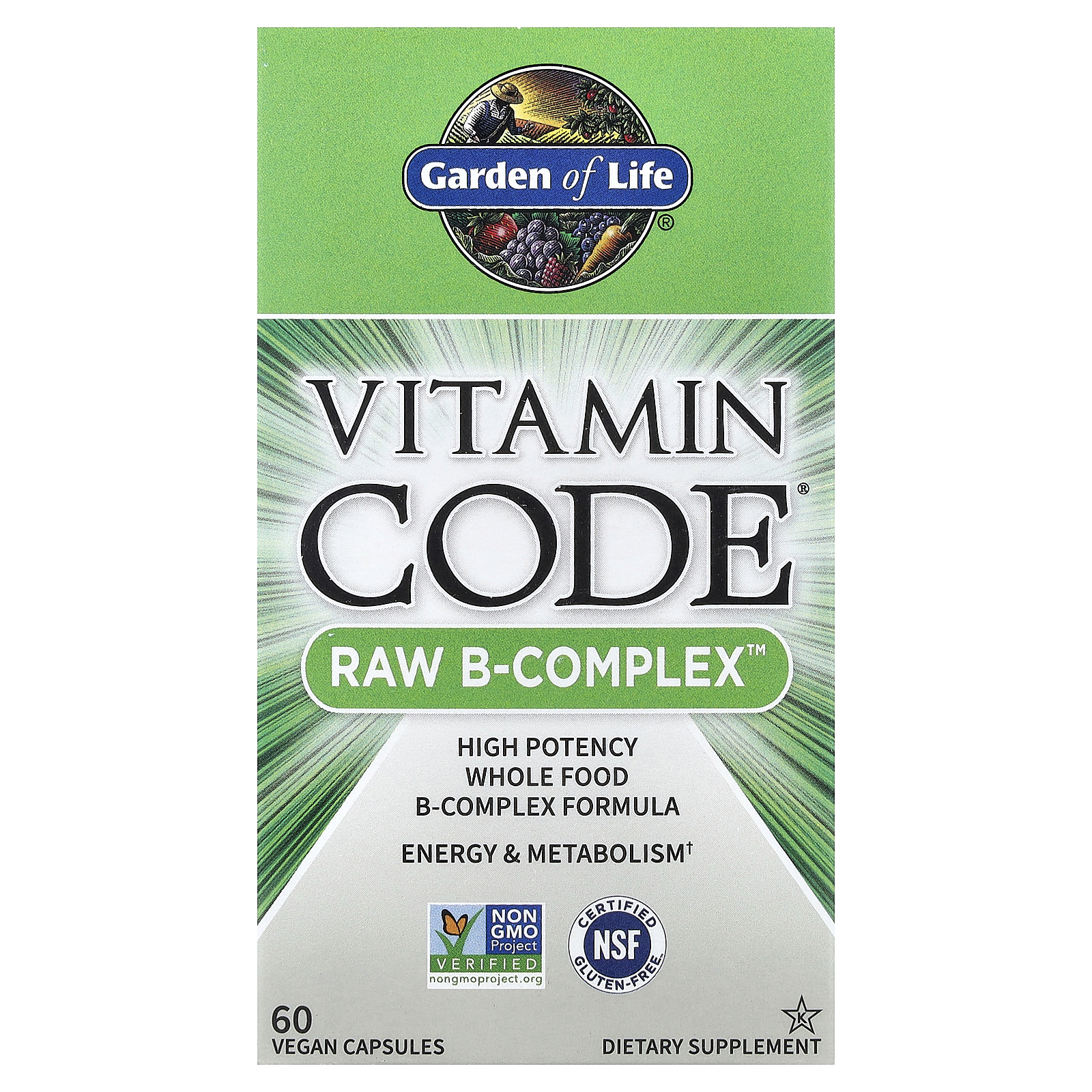Garden of Life (가든오브라이프), Vitamin Code, Raw B-Complex, 베지 캡슐 60정