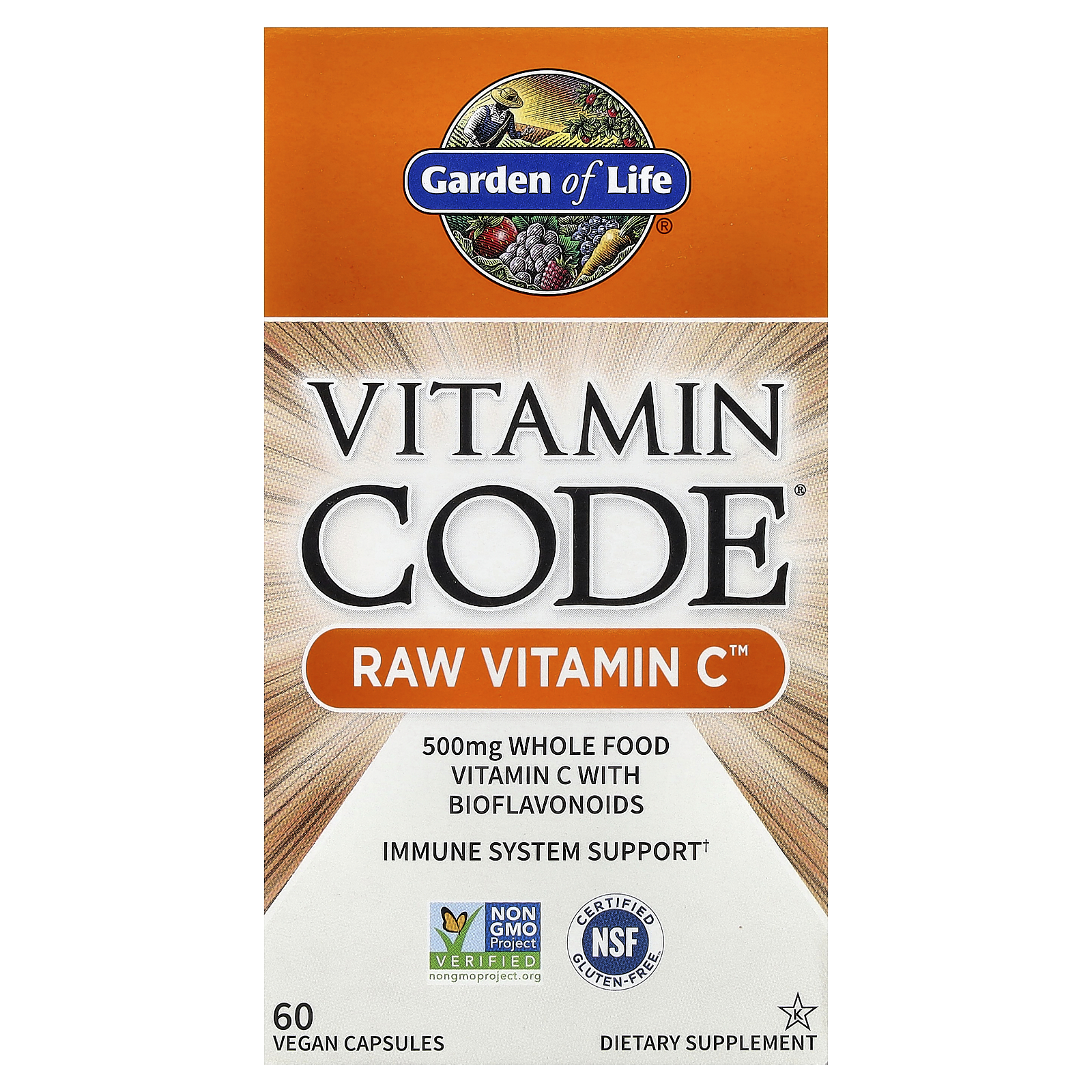 Garden of Life (가든오브라이프), Vitamin Code®, RAW Vitamin C™, 베지 캡슐 60정