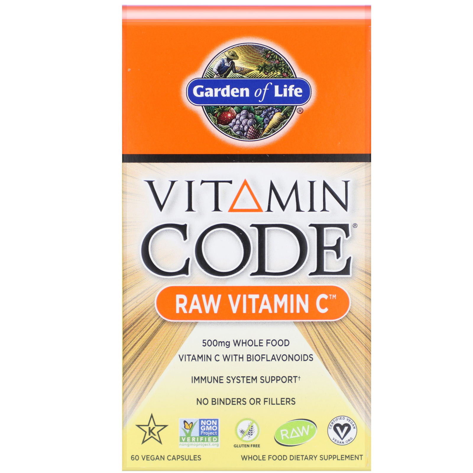 Garden of Life Vitamin Code Raw Vitamin C 60 Vegan Capsules Gluten-Free, Kosher, 2