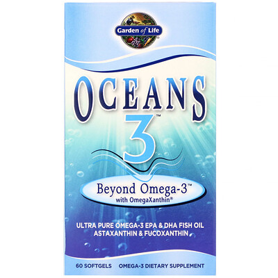 Garden of Life Oceans 3, Beyond Omega-3 с омега-ксантином, 60 желатиновых капсул