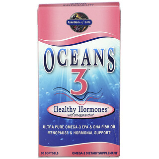 Garden of Life, Oceans 3, Healthy Hormones com ÔmegaXantina, 90 Cápsulas Softgel