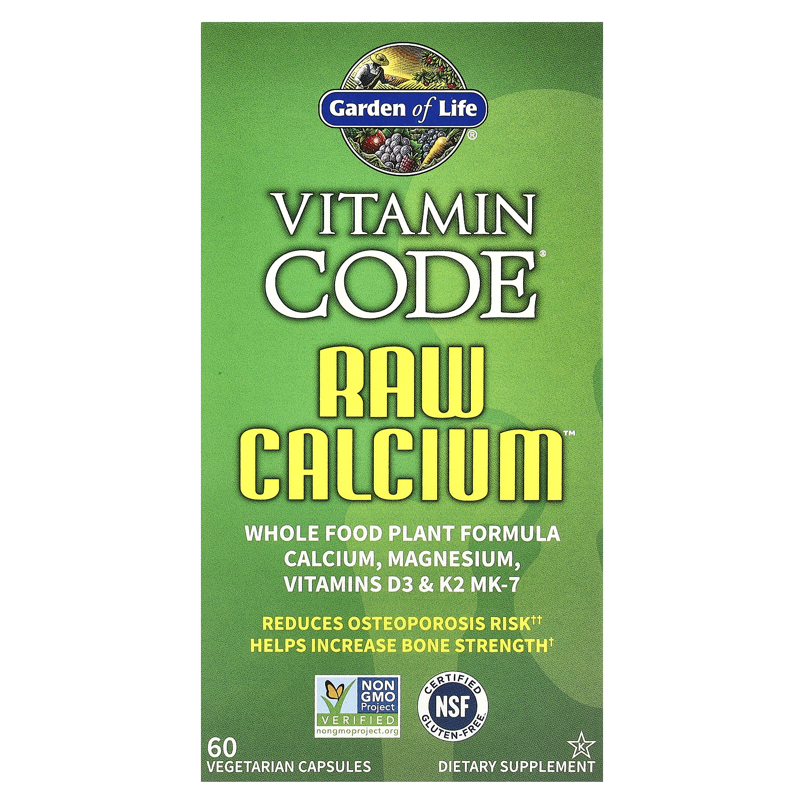 Garden of Life (가든오브라이프), Vitamin Code®, RAW Calcium™, 베지 캡슐 60정