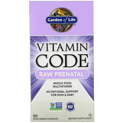 Garden of Life Vitamin Code, RAW Prenatal, 90 вегетарианских капсул