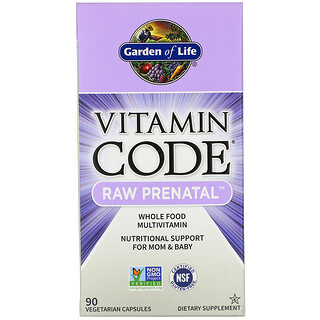 Garden of Life, Vitamin Code, RAW Prenatal, 90 вегетарианских капсул