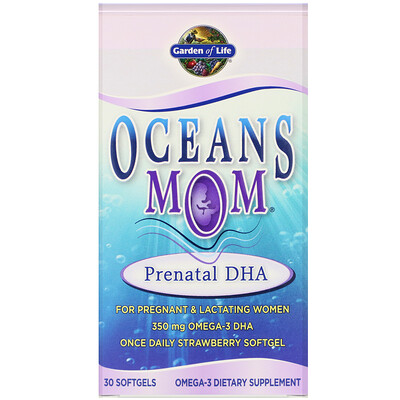 Garden of Life Oceans Mom, пренатальная ДГК со вкусом клубники, 30 мягких желатиновых капсул