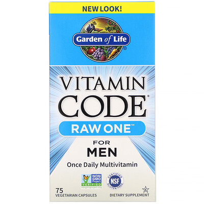 

Garden of Life Vitamin Code, RAW One, мультивитаминная добавка для мужчин (для приема 1 раз в день), 75 вегетарианских капсул