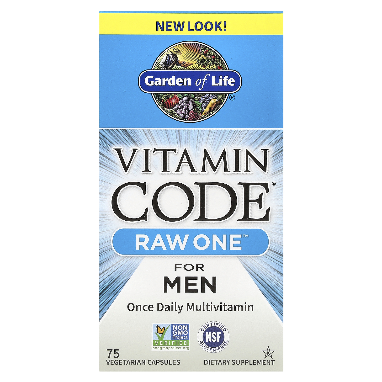 Garden of Life (가든오브라이프), Vitamin Code®, RAW One™, 남성용 종합비타민, 하루 1회 제공, 베지 캡슐 75정