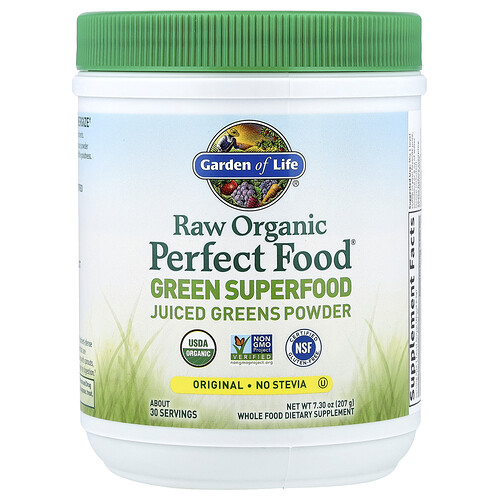 Garden Of Life Raw Organic Perfect Food®, Green Superfood, Juiced Greens Powder, Original, 7.3 oz (207 g)