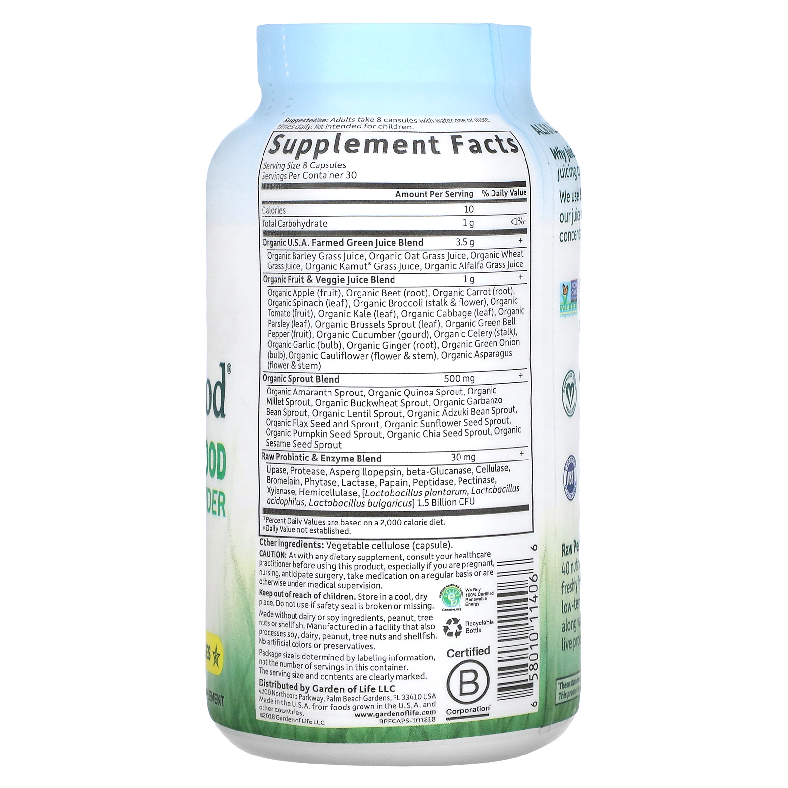 Garden of Life, RAW Perfect Food, Green Superfood, Juiced Greens Powder