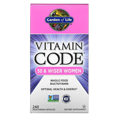 Garden of Life Vitamin Code, мультивитамины из цельных продуктов для женщин от 50 лет, 240 вегетарианских капсул