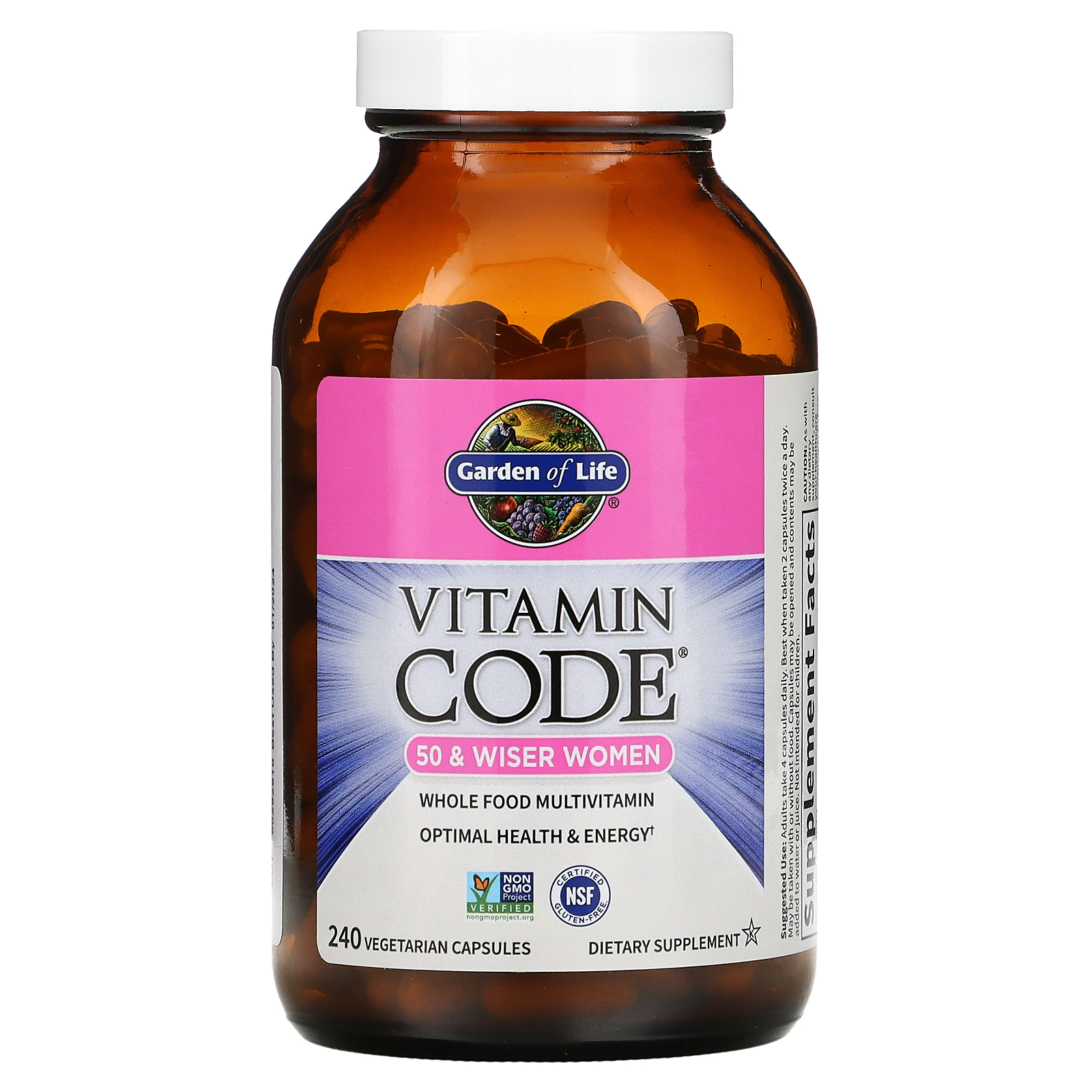 Garden of Life, Vitamin Code（ビタミンコード）、50歳以上の女性用、自然食品のマルチビタミン、ベジカプセル240粒