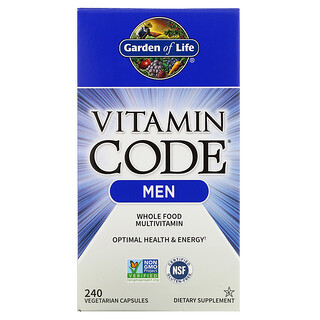 Garden of Life, Vitamin Code, Suplemento multivitamínico a base de alimentos integrales para hombres, 240 cápsulas vegetales