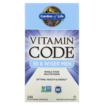 Garden of Life Vitamin Code, мультивитамины из цельных продуктов для мужчин от 50 лет, 240 вегетарианских капсул
