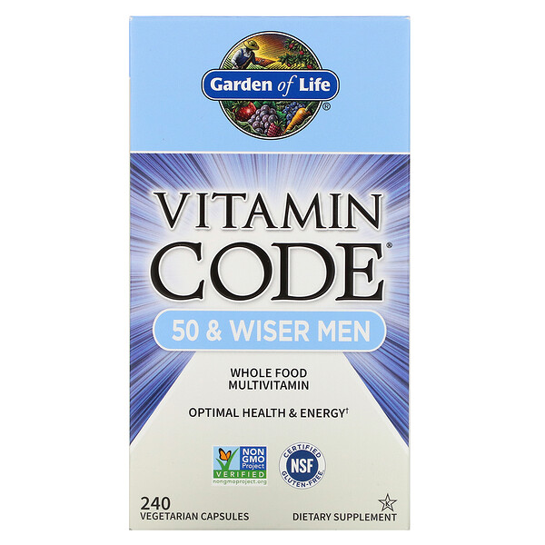Garden of Life, Vitamin Code, 50 & Wiser Men, 240 Vegetarian Capsules