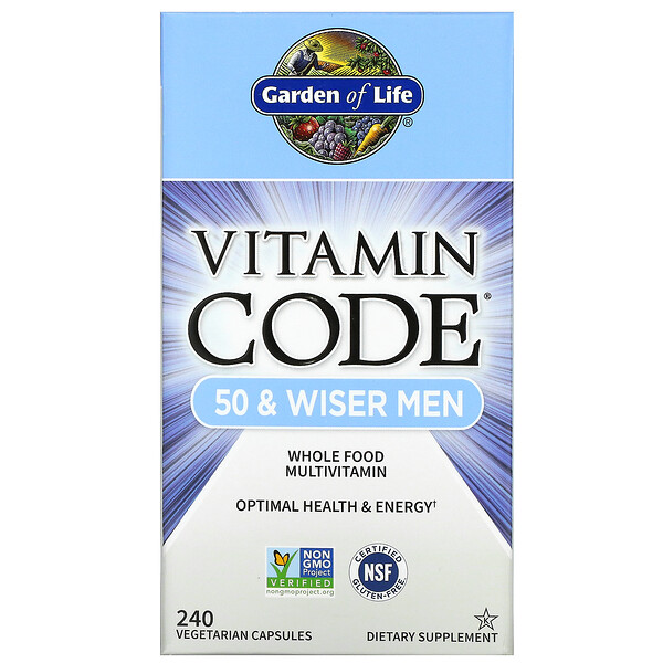 Vitamin Code، للرجال الأكثر حكمة وفي سن الخمسين، فيتامينات متعددة من الأغذية الكاملة، 240 كبسولة نباتية