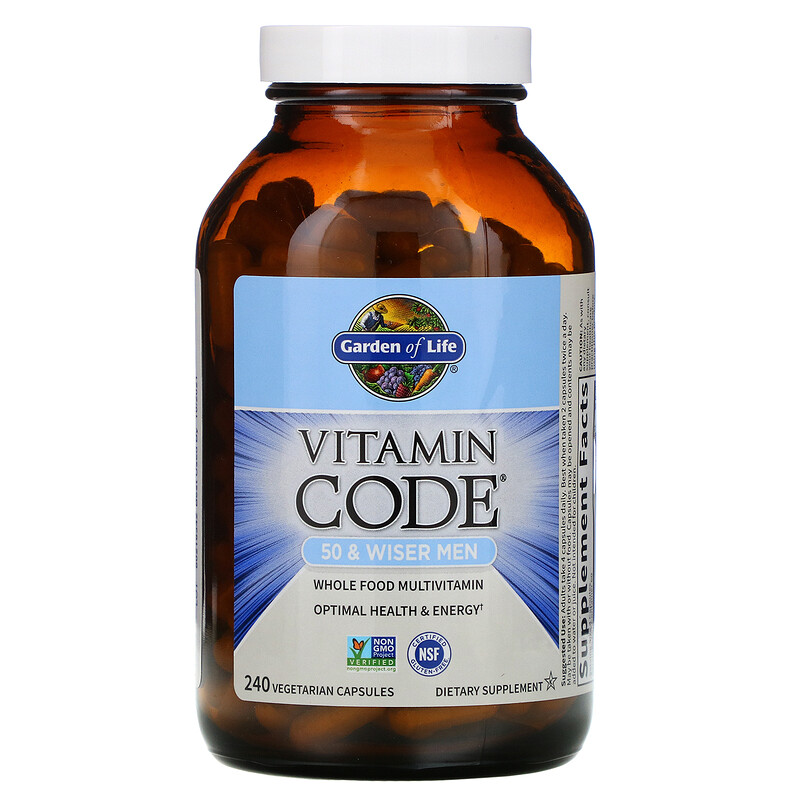 Garden of Life, Vitamin Code, 50 & Wiser Men, Whole Food Multivitamin ...