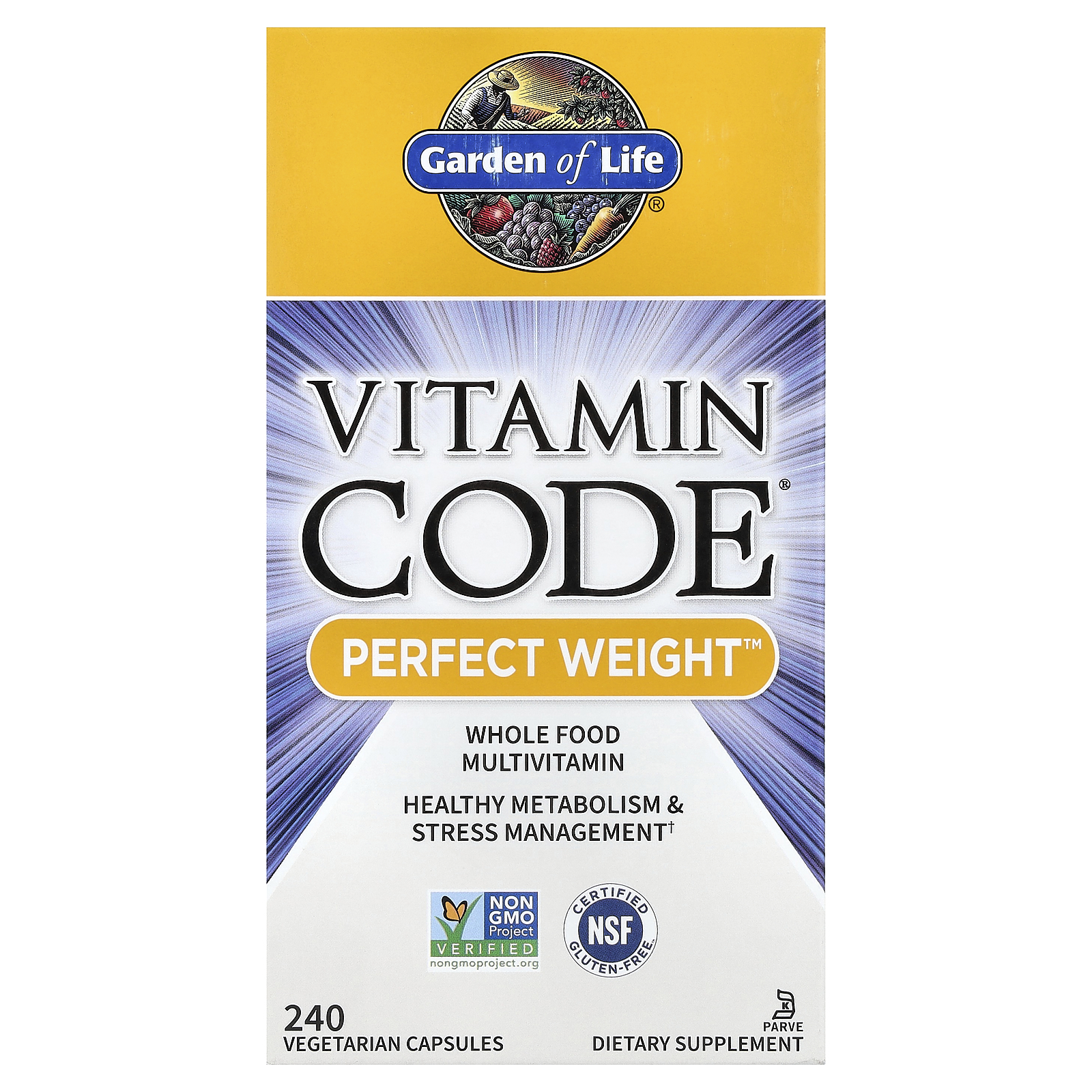 Garden of Life (가든오브라이프), Vitamin Code, Perfect Weight™, 베지 캡슐 240정