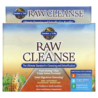 

Garden of Life, RAW Cleanse, The Ultimate Standard in Cleansing and Detoxification, 3 Part Program, 3 Step Kit