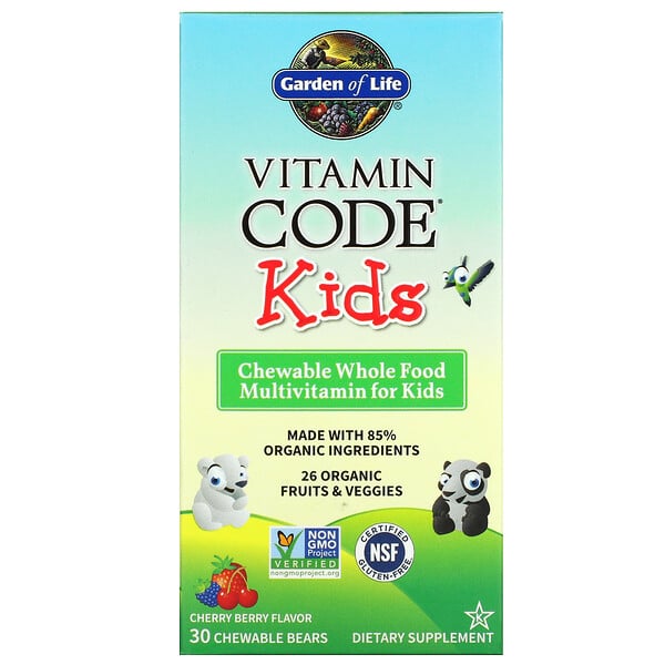 Vitamin Code، للأطفال، فيتامينات متعددة من الأغذية الكاملة قابلة للمضغ، نكهة التوت والكرز، 30 قطعة قابلة للمضغ على شكل دب