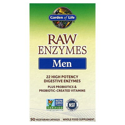 

Garden of Life RAW Enzymes ферменты для мужчин 90 вегетарианских капсул