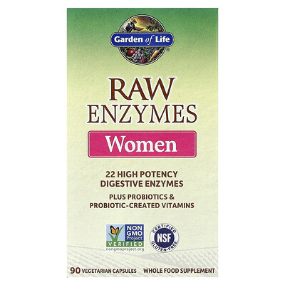 Product Image for Garden of Life, RAW Enzymes, Women, 90 Vegetarian Capsules