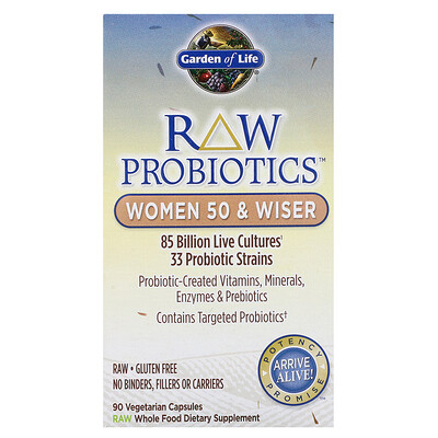 Garden of Life RAW Probiotics, для женщин старше 50 лет, 90 вегетарианских капсул
