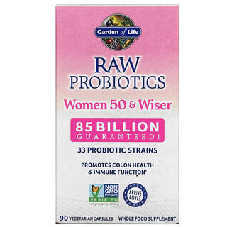 Garden of Life, RAW Probiotics（未加工プロバイオティクス）、50歳以上の女性用、ベジカプセル90粒