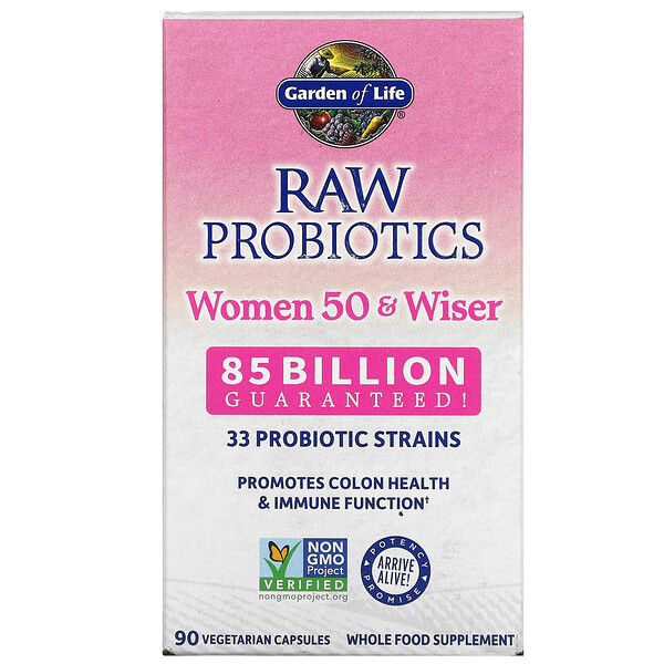 RAW Probiotics, пробиотики для женщин от 50 лет, 85 млрд, 90 вегетарианских капсул